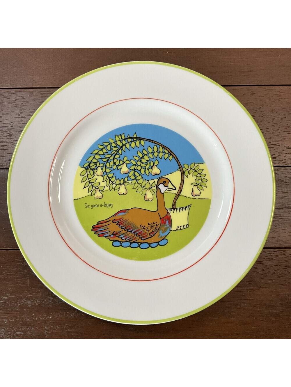 12 Days of Christmas Plate Six Geese A Laying D.H. Holmes 1983 Vintage 10 inch